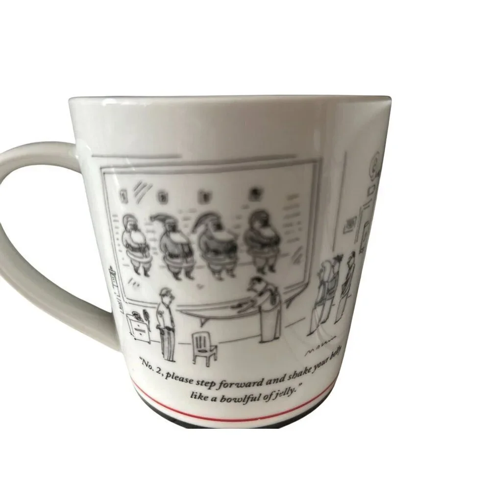Set of 2 New Yorker Cartoon Santa Mugs 2001 Michael Maslin 1991 Danny Shanahan